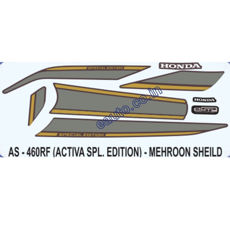 Graphics Sticker Set for Honda Activa | Special Edition | Mehroon Shield Sticker