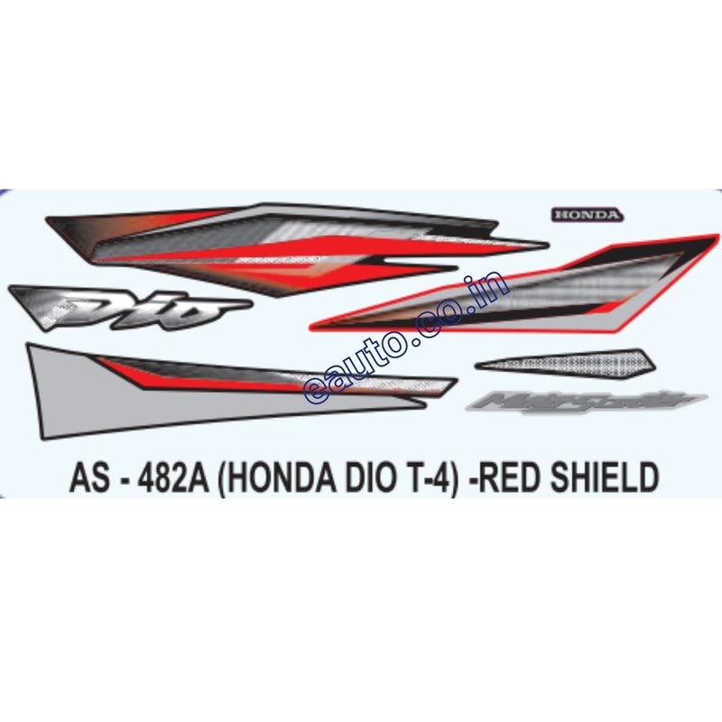 Graphics Sticker Set for Honda Dio | Type 4 | Red Vehicle
