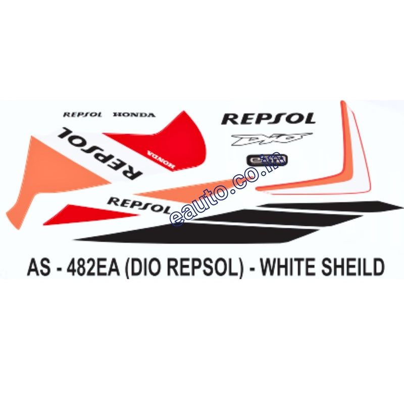 Graphics Sticker Set for Honda Dio | Repsol Edition | White Shield Sticker