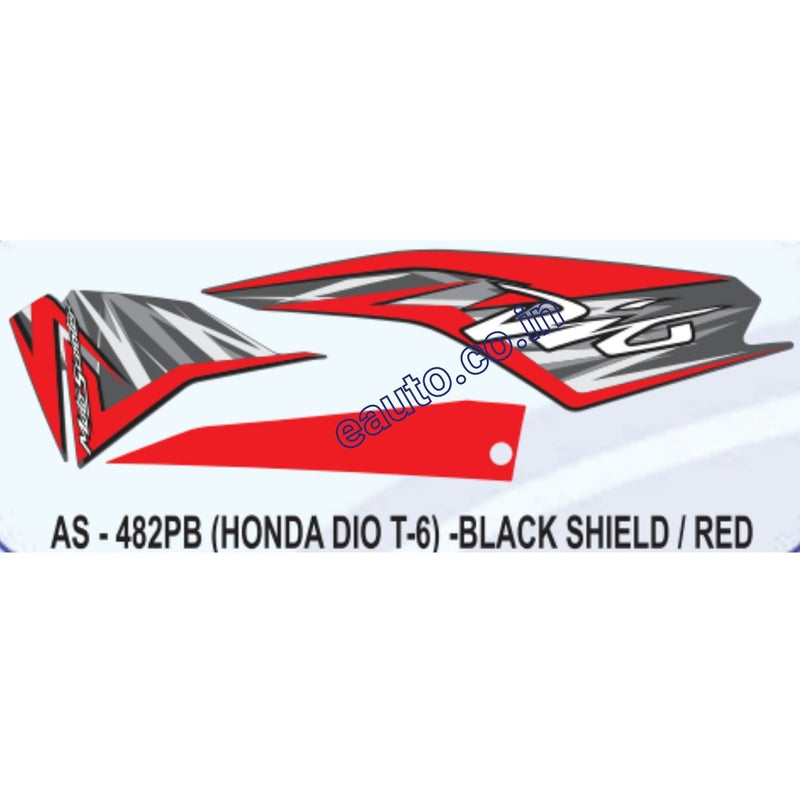 Graphics Sticker Set for Honda Dio | Type 6 | Black & Red Sticker