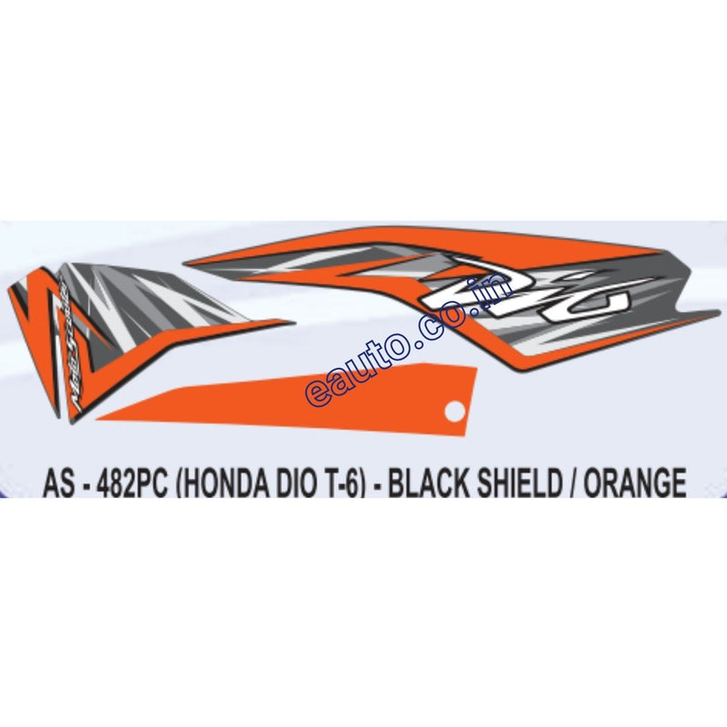 Graphics Sticker Set for Honda Dio | Type 6 | Black & Orange Sticker