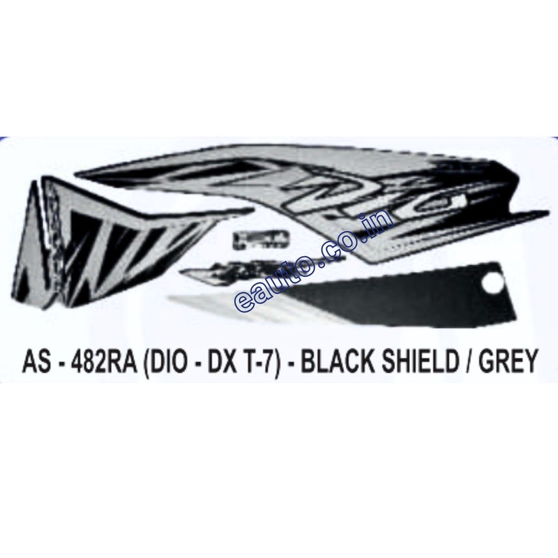 Graphics Sticker Set for Honda Dio DX | Type 7 | Black & Grey Sticker