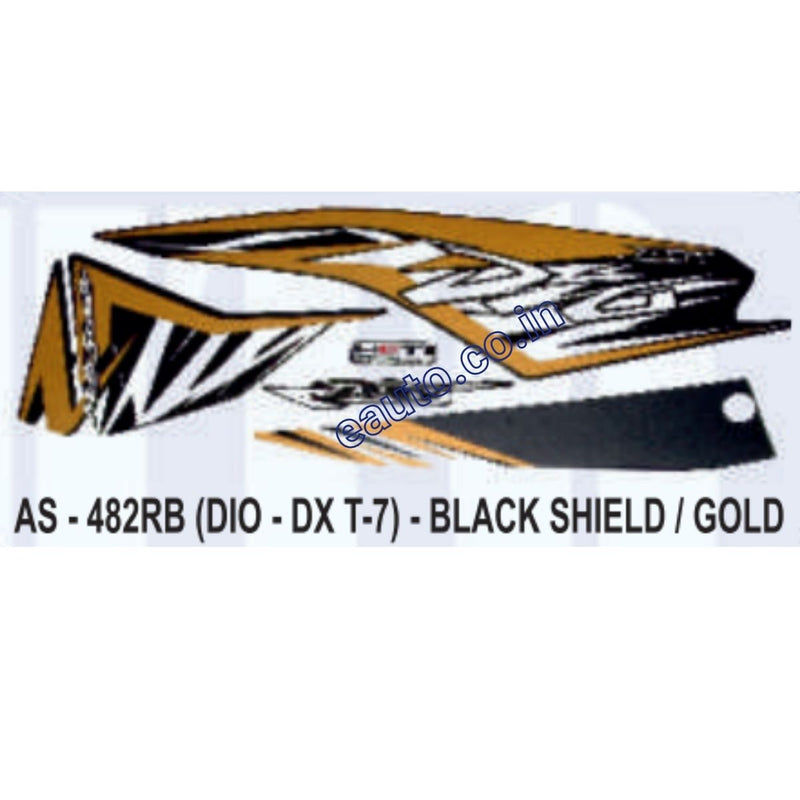 Graphics Sticker Set for Honda Dio DX | Type 7 | Black & Gold Sticker
