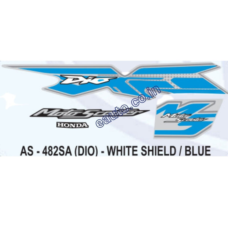 Graphics Sticker Set for Honda Dio | MotoScooter | Whilte & Blue Sticker