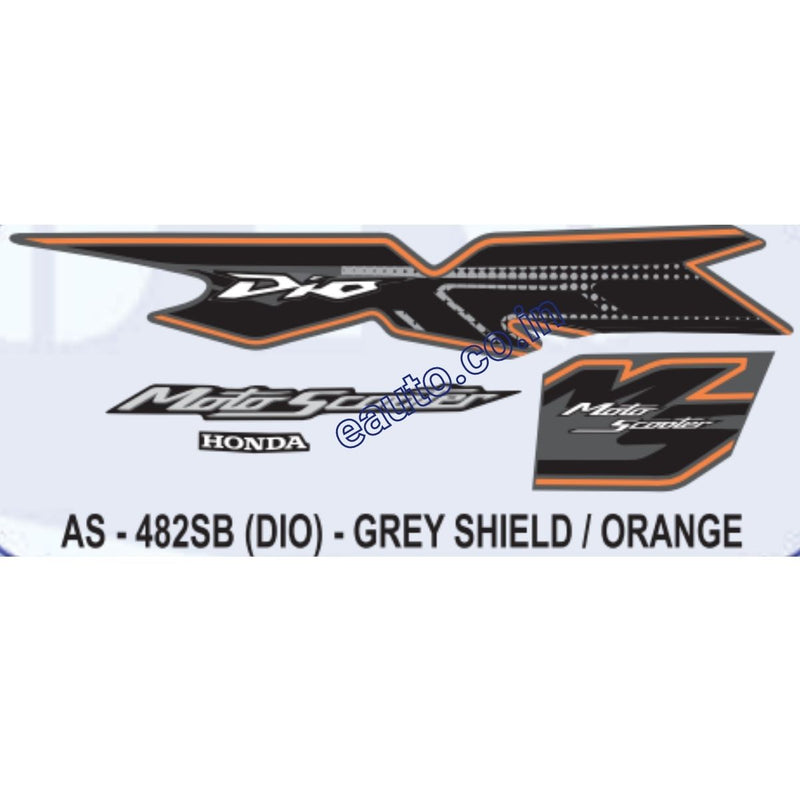 Graphics Sticker Set for Honda Dio | MotoScooter | Grey & Orange Sticker