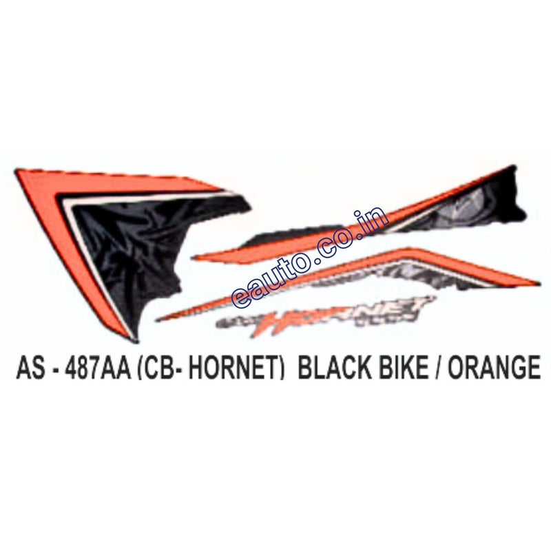 Graphics Sticker Set for Honda CB Hornet | Black Vehicle | Orange Sticker