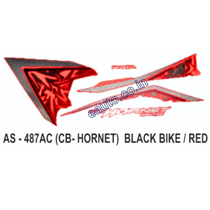 Graphics Sticker Set for Honda CB Hornet | Black Vehicle | Red Sticker