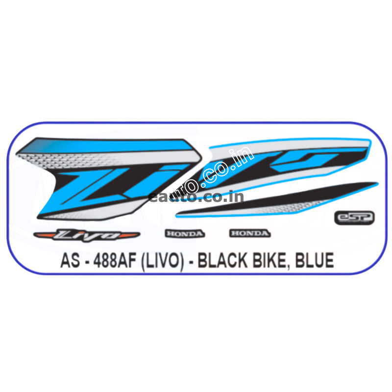 Graphics Sticker Set for Honda Livo | Black Vehicle | Blue & Black Sticker