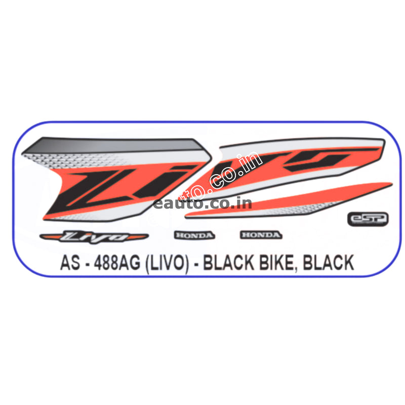 Graphics Sticker Set for Honda Livo | Black Vehicle | Black Sticker