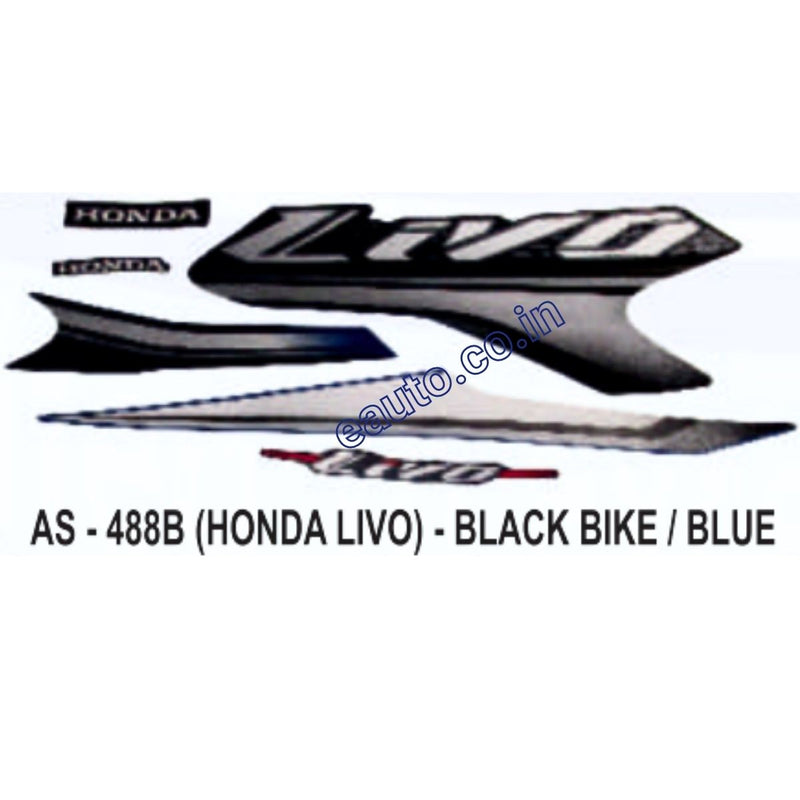 Graphics Sticker Set for Honda Livo | Black Vehicle | Blue Sticker