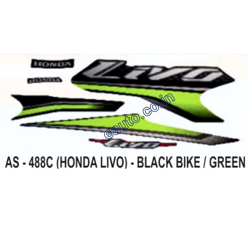 Graphics Sticker Set for Honda Livo | Black Vehicle | Green Sticker