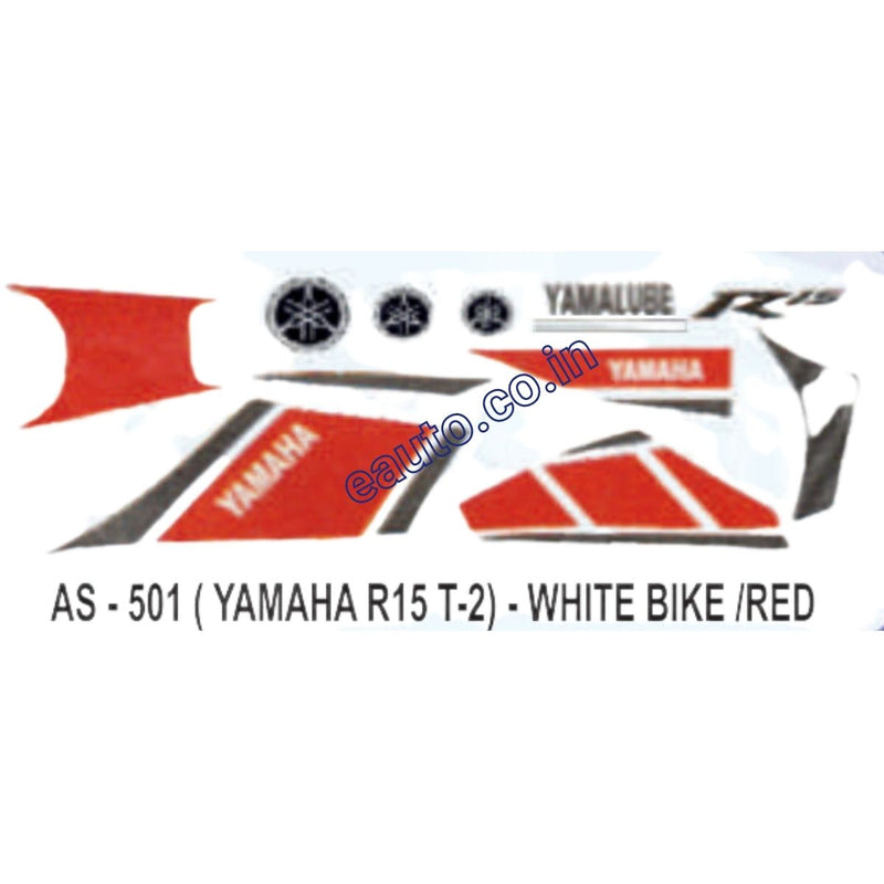Graphics Sticker Set for Yamaha R15 V2 | Type 2 | White Vehicle | Red Sticker