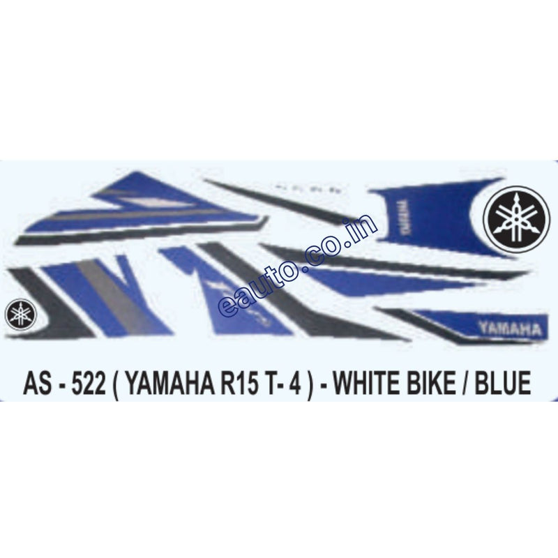 Graphics Sticker Set for Yamaha R15 | Type 4 | White Vehicle | Blue Sticker