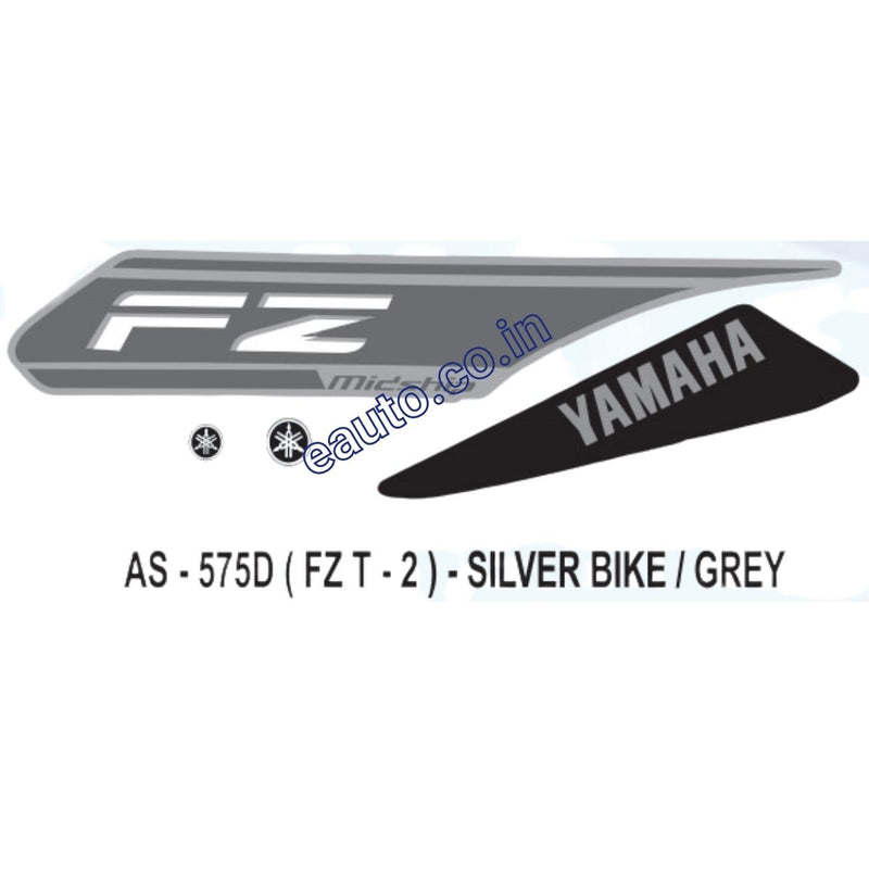 Graphics Sticker Set for Yamaha FZ | Type 2 | Silver Vehicle | Grey Sticker