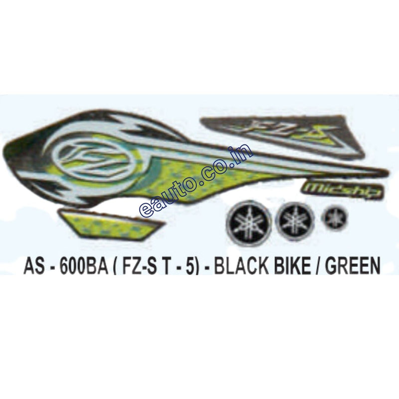 Graphics Sticker Set for Yamaha FZ-S | Type 5 | Black Vehicle | Green Sticker