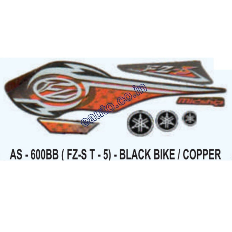 Graphics Sticker Set for Yamaha FZ-S | Type 5 | Black Vehicle | Copper Sticker