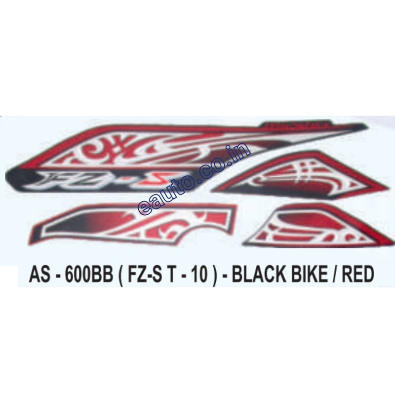 Graphics Sticker Set for Yamaha FZ-S | Type 10 | Black Vehicle | Red Sticker