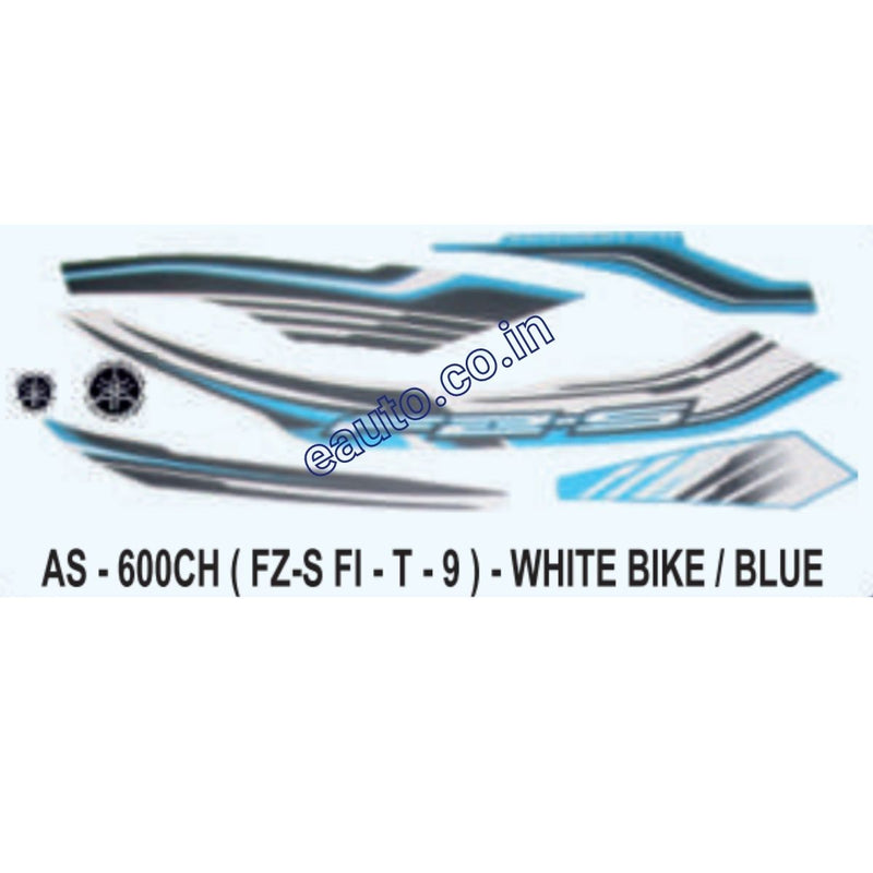 Graphics Sticker Set for Yamaha FZ-S FI | Type 9 | White Vehicle | Blue Sticker