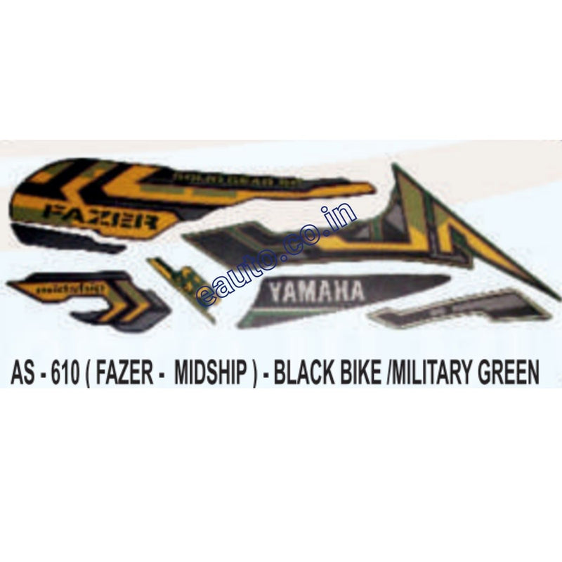 Graphics Sticker Set for Yamaha FAZER | Black Vehicle | Military Green Sticker