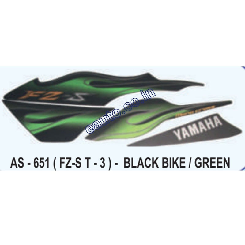 Graphics Sticker Set for Yamaha FZ-S | Type 3 | Black Vehicle | Green Sticker