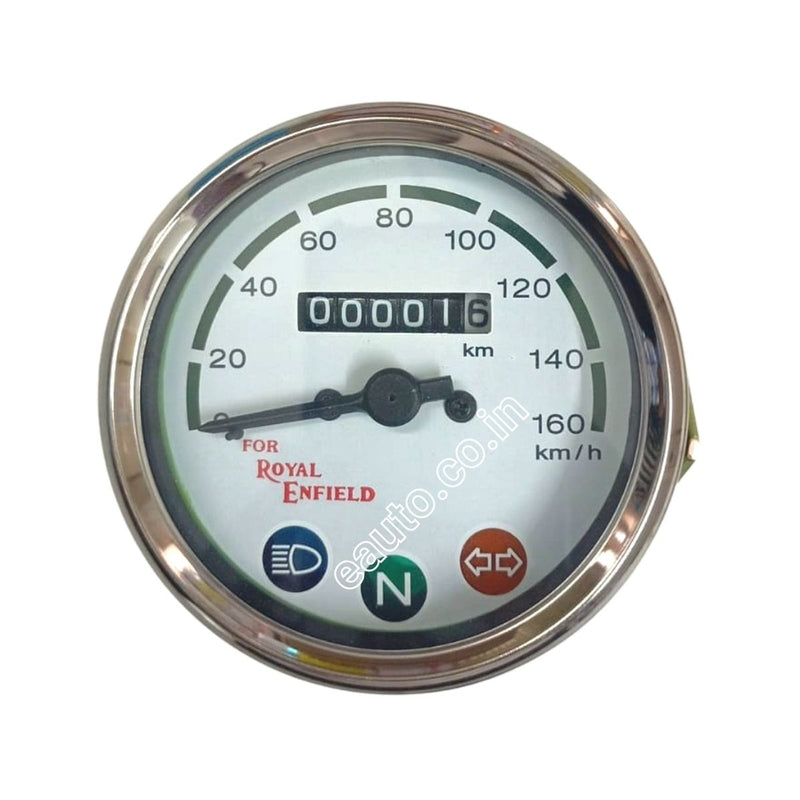 Eauto Analog Speedometer For Royal Enfield Bullet 350 | White Dial