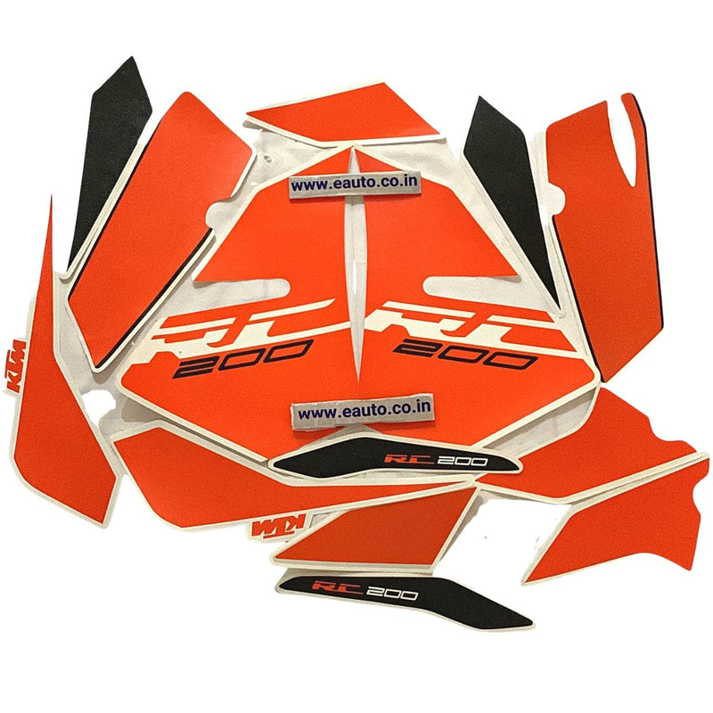 Graphics Sticker Set For Ktm Rc 200 | Orange Bike Vinyl Decal