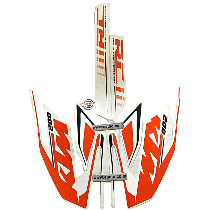 Graphics Sticker Set For Ktm Rc 200 | White Bike Vinyl Decal