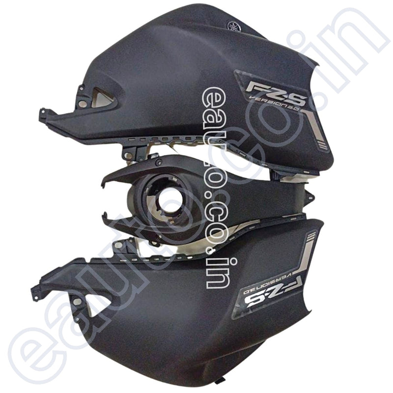 Tank Cover For Yamaha Fz-S V3 | Matt Black & Chrome Set Of 3