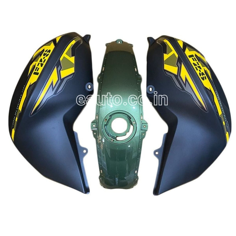 Tank Cover With Graphics For Yamaha Fz-S | Black & Yellow Green Set Of 3
